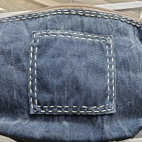 Blue Denim Pouch with White Lettering - Picture 3 of 6